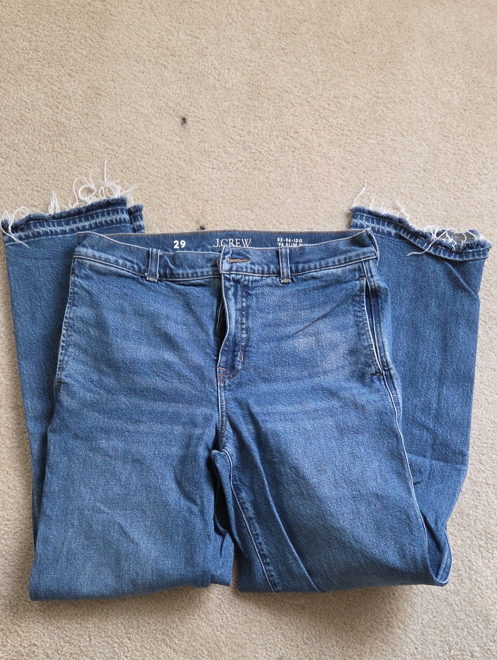 J. Crew High-Rise Women's Jeans in Medium Blue with Frayed Hem